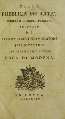 Frontespizio Della pubblica felicità, 1749 - tratto da Wikipedia